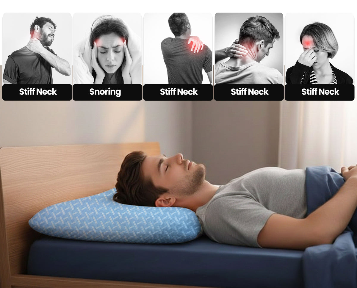 SlimAlign King Size Ultra-Slim Comfort Support Pillow – Sky Blue (24x16x2 Inches)