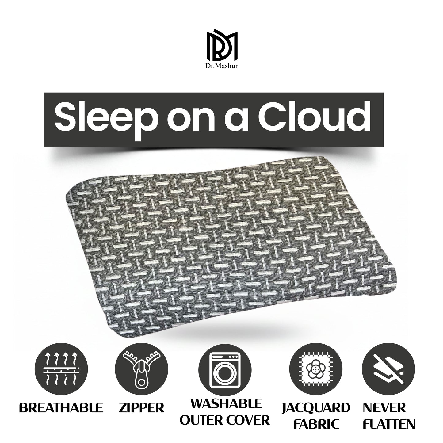 Dual-Sided Curved Memory Foam Support Pillow - Black