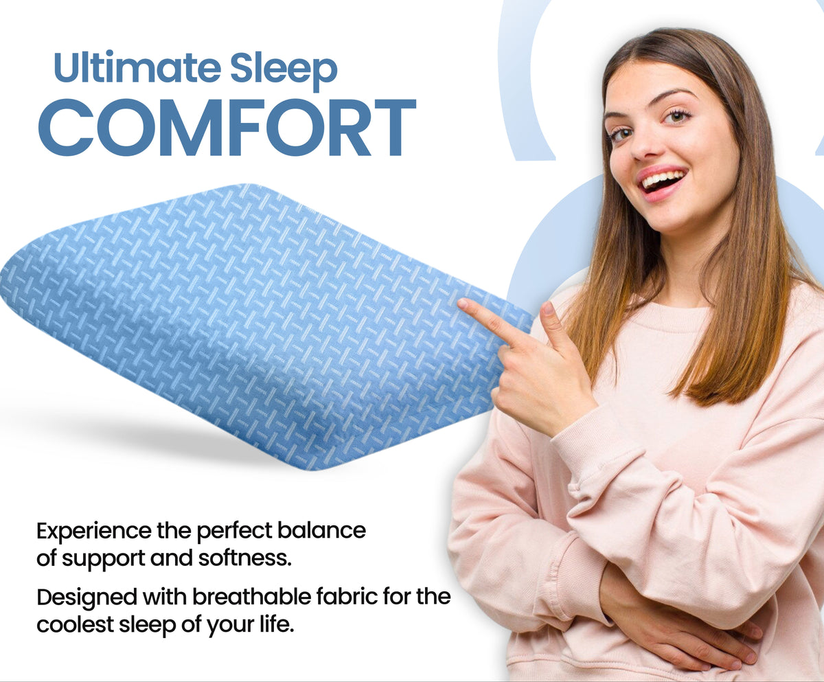 Queen Size Memory Foam Sleeping Pillow – Sky (20x12x3.5 Inches)