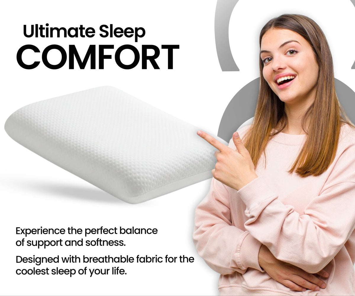 Queen Size Memory Foam Sleeping Pillow – White (20x12x3.5 Inches)