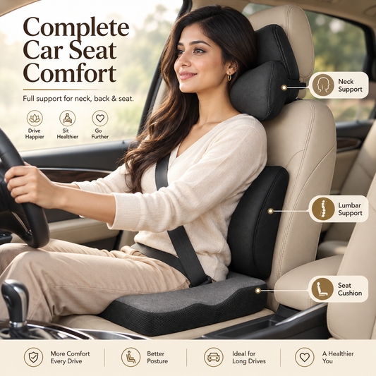Car Full Support Combo – Neck, Lumbar & Seat Cushion Set