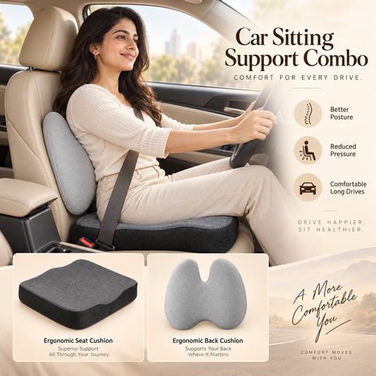 Car Sitting Support Combo Ergonomic Seat Cushion & Back Support