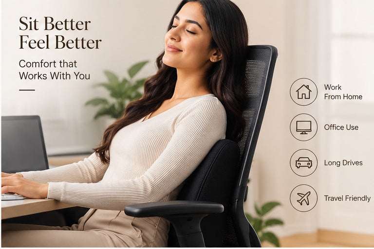 Ergonomic Memory Foam Lumbar Support Pillow for Office & Car