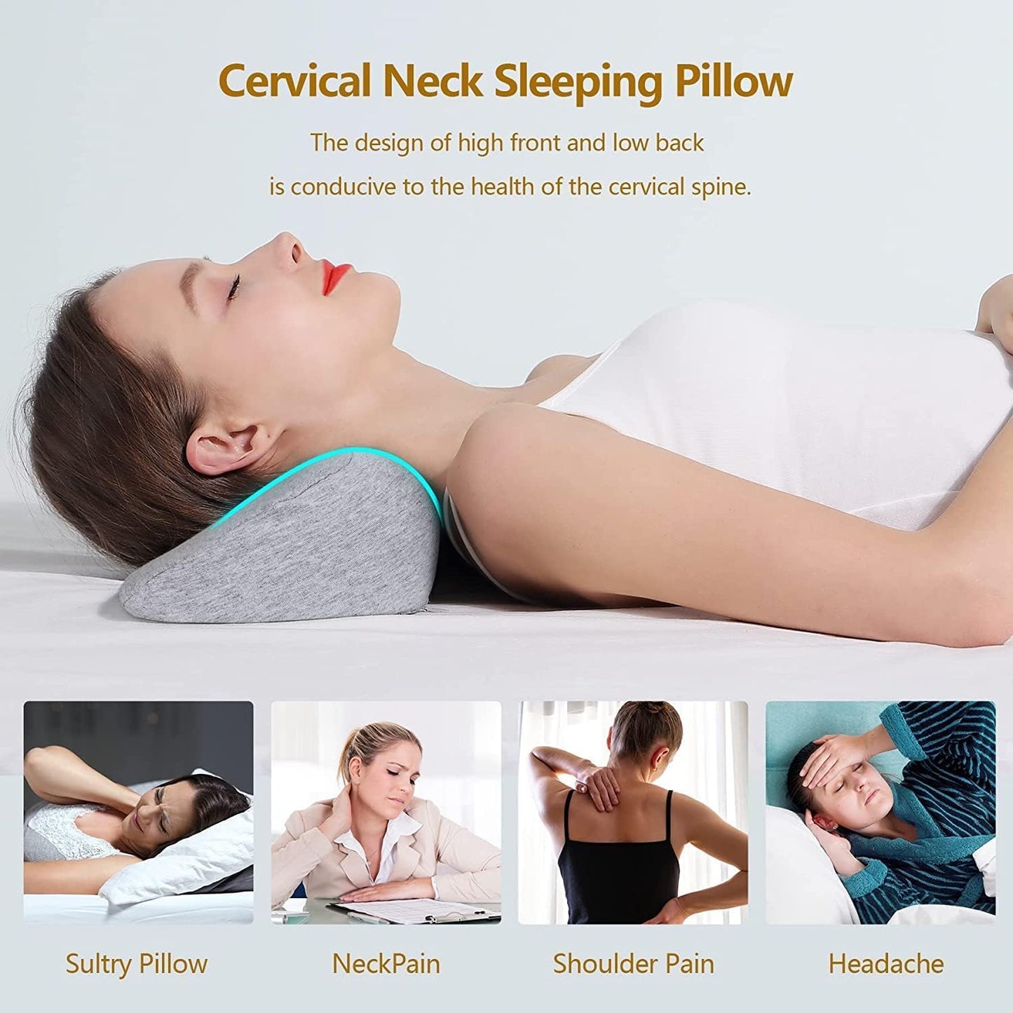 Cervical Neck Support Pillow for Pain Relief | Ergonomic Memory Foam Neck Stretcher Cushion