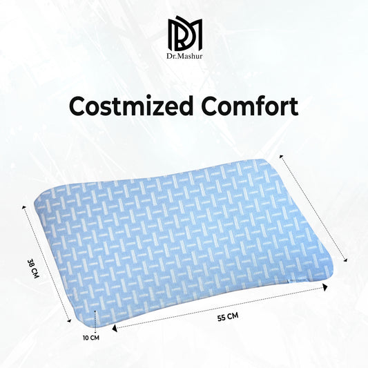 Dual-Sided Curved Memory Foam Support Pillow - blue