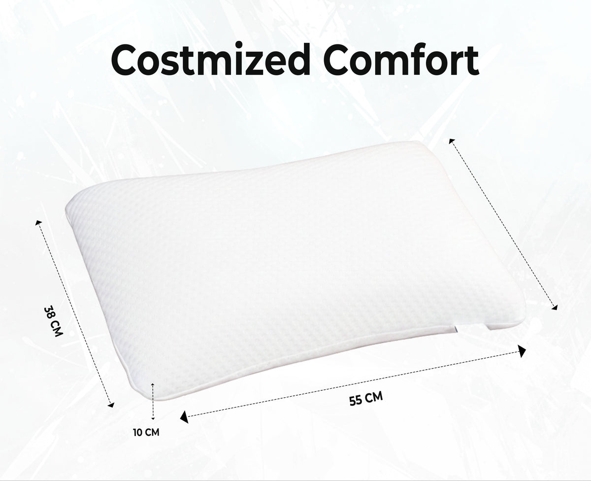Dual-Sided Curved Memory Foam Support Pillow - white (22×15×4 Inches)