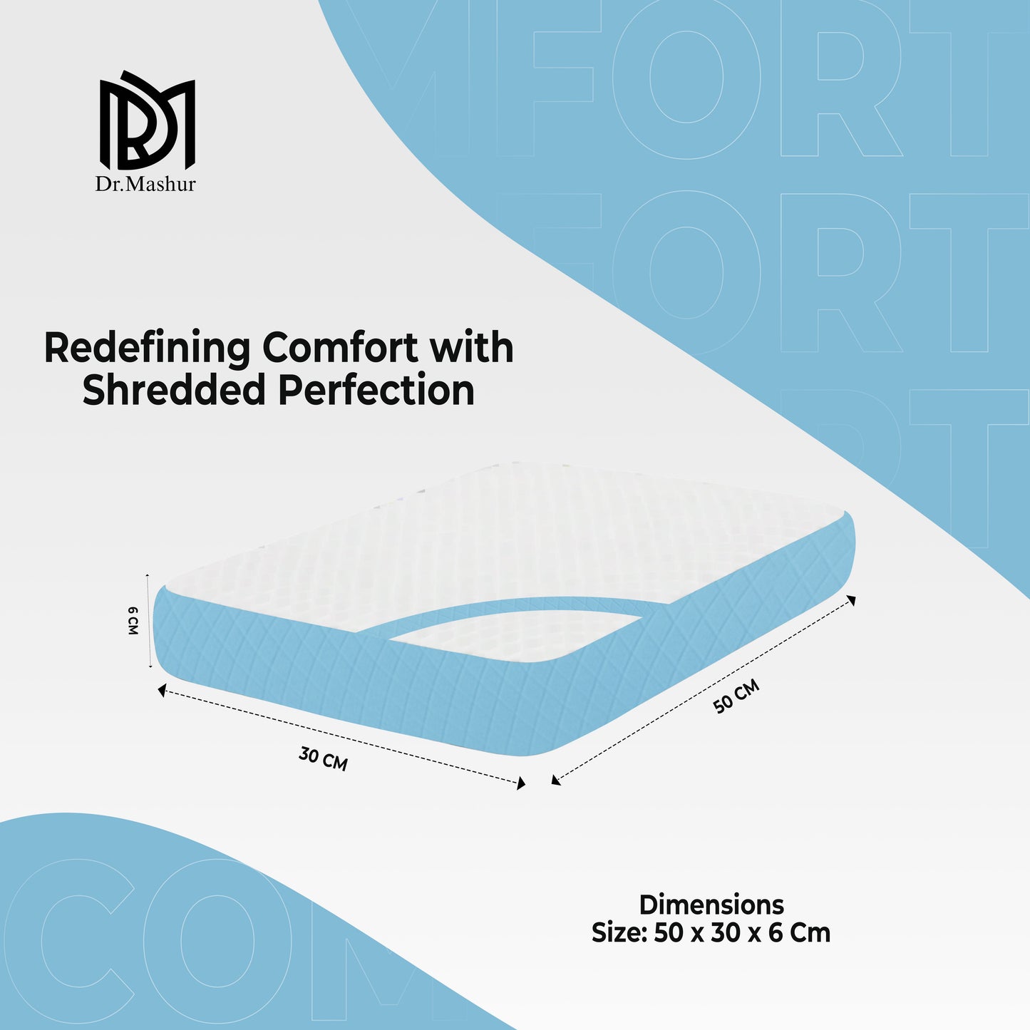 Queen Size Memory Foam Cervical Pillow with Belt – Sky Blue