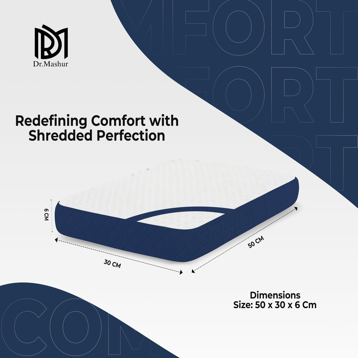 Queen Size Memory Foam Cervical Pillow with Belt – Blue