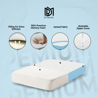 Queen Size Memory Foam Cervical Pillow with Belt – Sky Blue