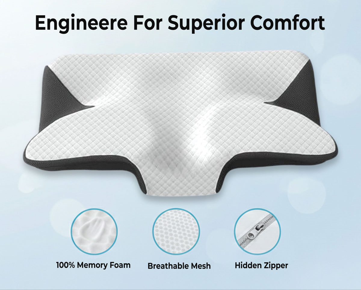 Ergonomic Cervical Memory Foam Pillow for Neck Pain Relief | Orthopedic Contour Sleeping Pillow (25×15×6 Inches)