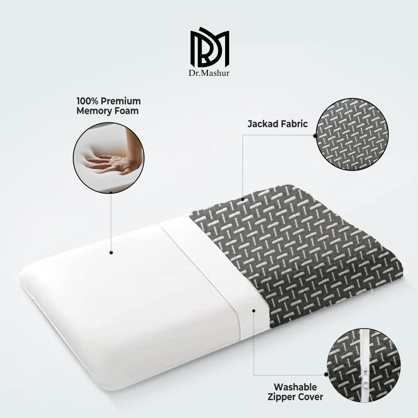 SlimAlign King Size Ultra-Slim Comfort Support Pillow – Black