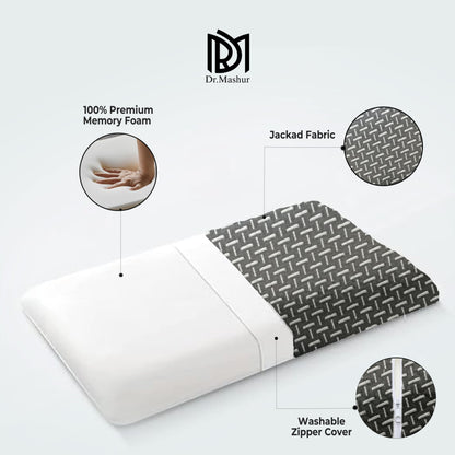 SlimAlign King Size Ultra-Slim Comfort Support Pillow – Black