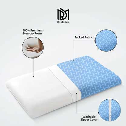 SlimAlign King Size Ultra-Slim Comfort Support Pillow – Sky Blue