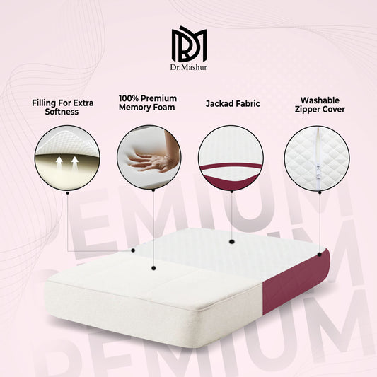 Queen Size Memory Foam Cervical Pillow with Belt – Wine