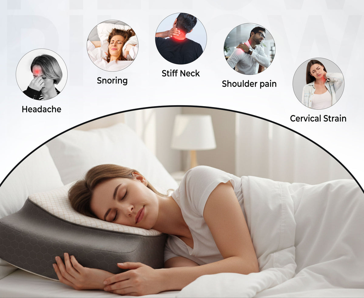 Two-Step Contour Memory Foam Neck Support Pillow (25×16×5 Inches)