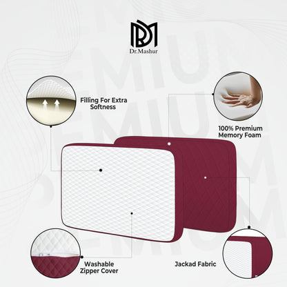 Queen Size Memory Foam Neck Support Pillow – Wine