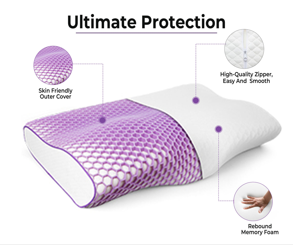 Cooling Gel Contour Memory Foam Neck Pillow (19.5x12.5x5 Inches)