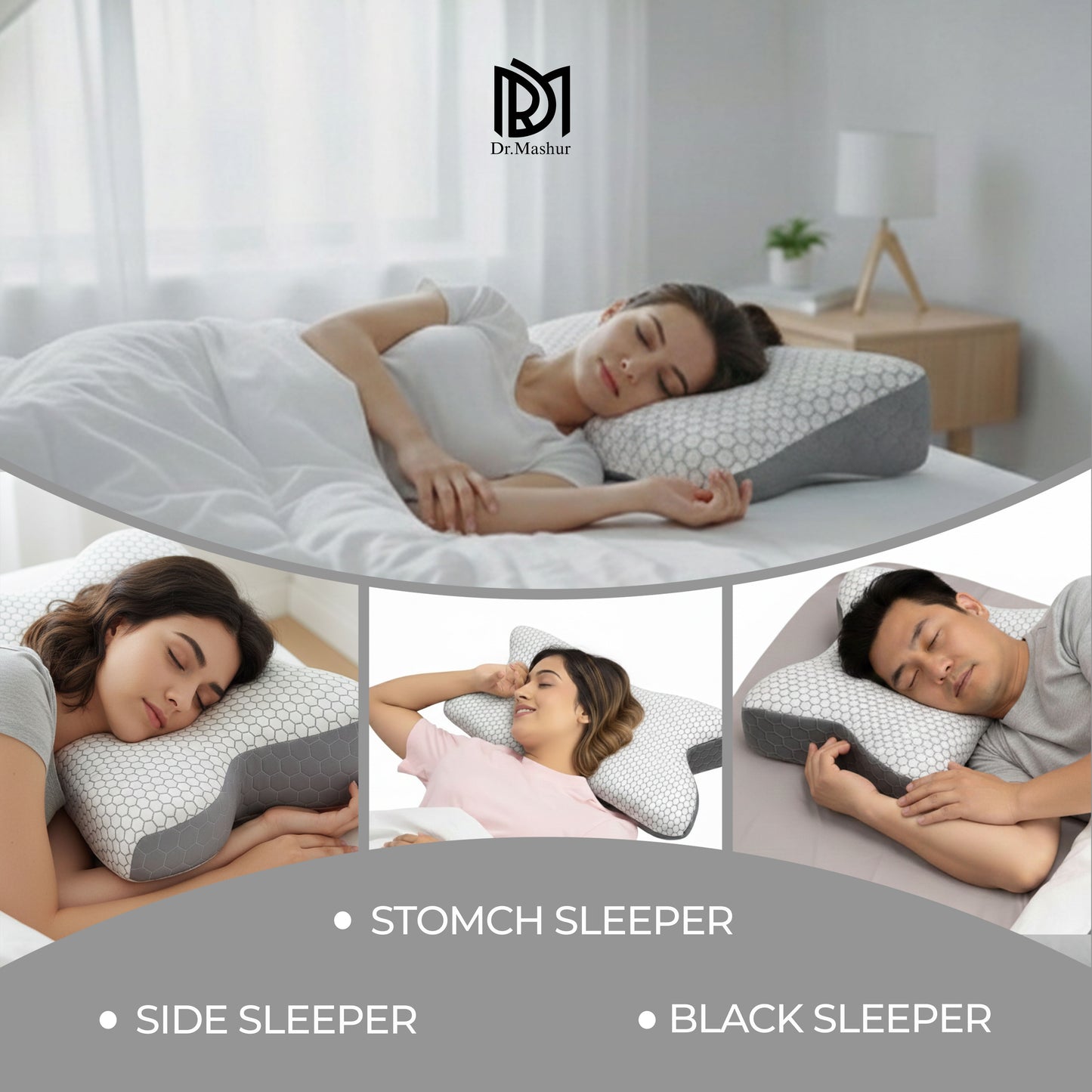 Dual-Sided Butterfly Contour Memory Foam Neck Support Pillow