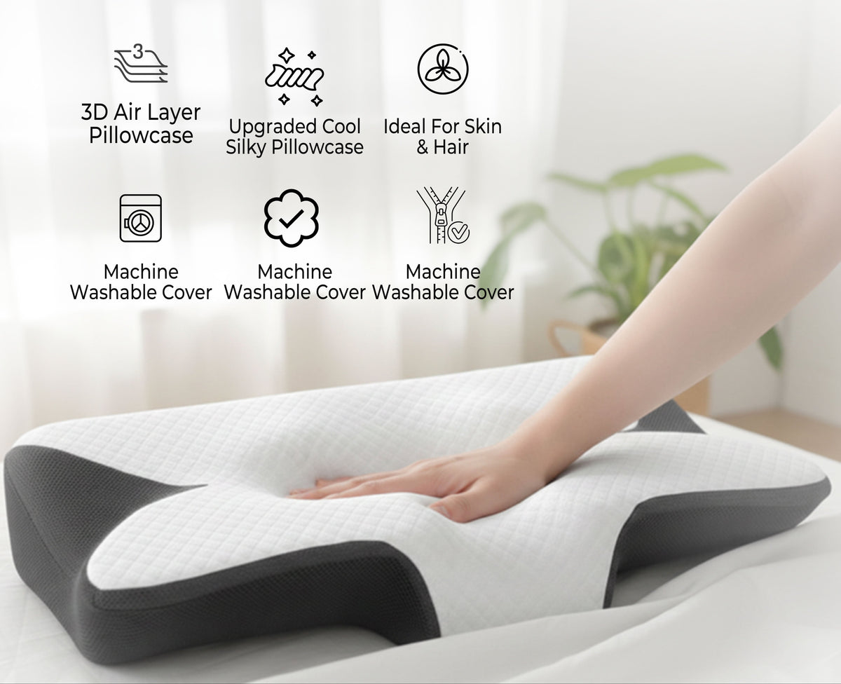 Ergonomic Cervical Memory Foam Pillow for Neck Pain Relief | Orthopedic Contour Sleeping Pillow (25×15×6 Inches)