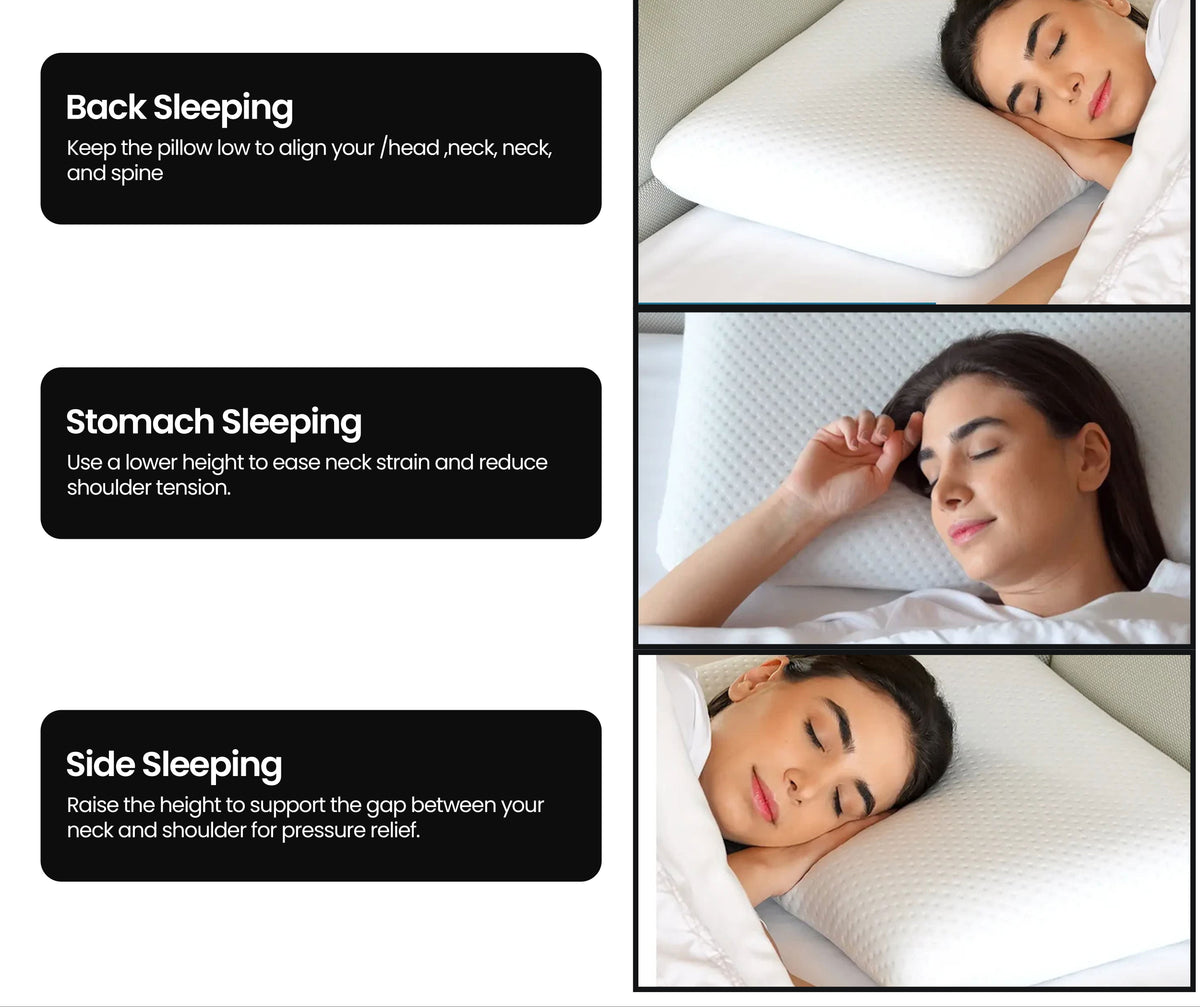 Dual-Sided Curved Memory Foam Support Pillow - white (22×15×4 Inches)