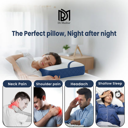 Queen Size Memory Foam Cervical Pillow with Belt – Blue