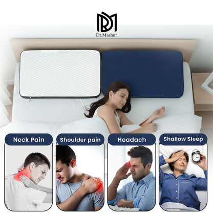Queen Size Memory Foam Neck Support Pillow – Blue
