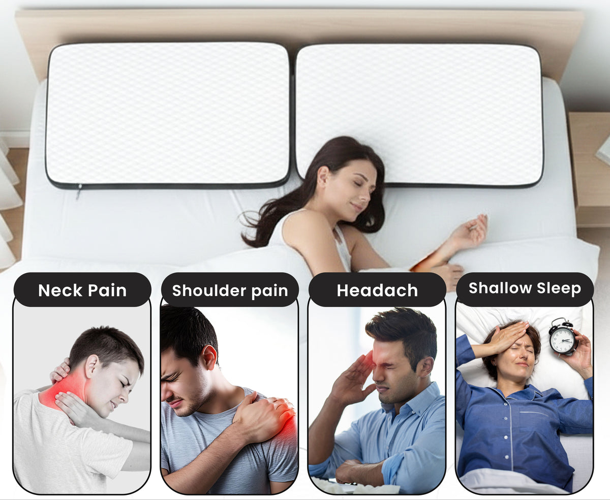 Queen Size Memory Foam Neck Support Pillow – Black (20×12×3.5 Inches)