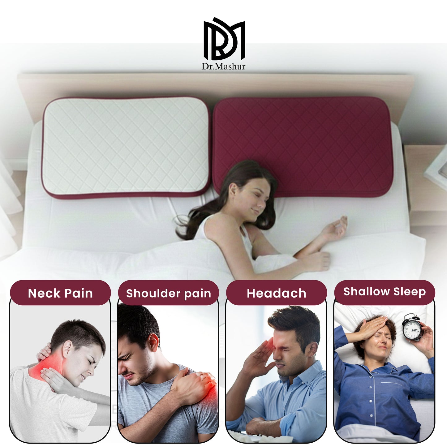 Queen Size Memory Foam Neck Support Pillow – Wine