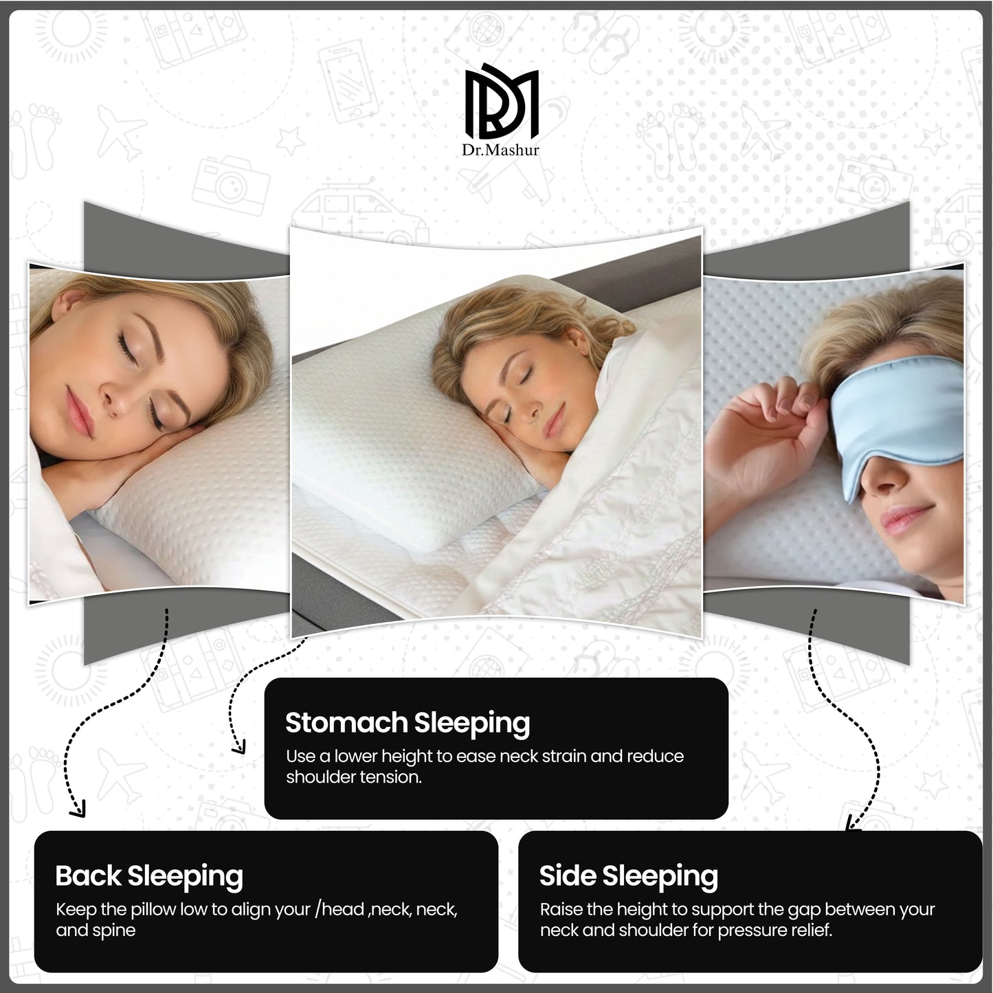 Queen Size Memory Foam Sleeping Pillow – White