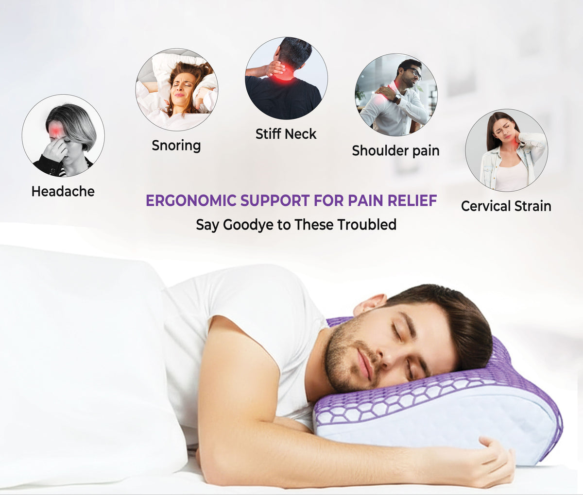 Cooling Gel Contour Memory Foam Neck Pillow (19.5x12.5x5 Inches)