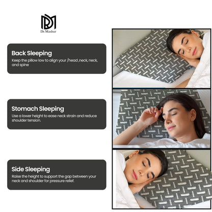 Dual-Sided Curved Memory Foam Support Pillow - Black
