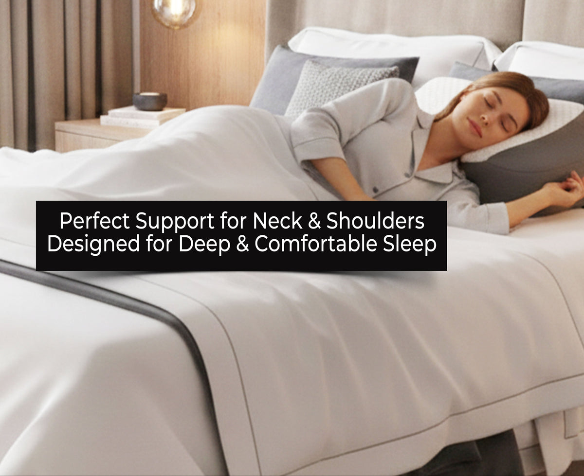 Two-Step Contour Memory Foam Neck Support Pillow (25×16×5 Inches)