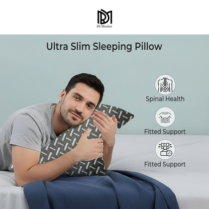SlimAlign King Size Ultra-Slim Comfort Support Pillow – Black