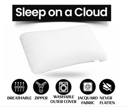 Dual-Sided Curved Memory Foam Support Pillow - white (22×15×4 Inches)
