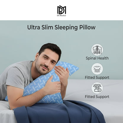 SlimAlign King Size Ultra-Slim Comfort Support Pillow – Sky Blue