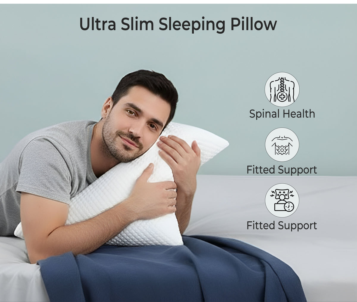 SlimAlign King Size Ultra-Slim Comfort Support Pillow – White (24×16×2 Inches)