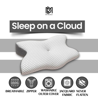 Dual-Sided Butterfly Contour Memory Foam Neck Support Pillow