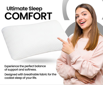 Dual-Sided Curved Memory Foam Support Pillow - white (22×15×4 Inches)