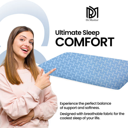 SlimAlign King Size Ultra-Slim Comfort Support Pillow – Sky Blue