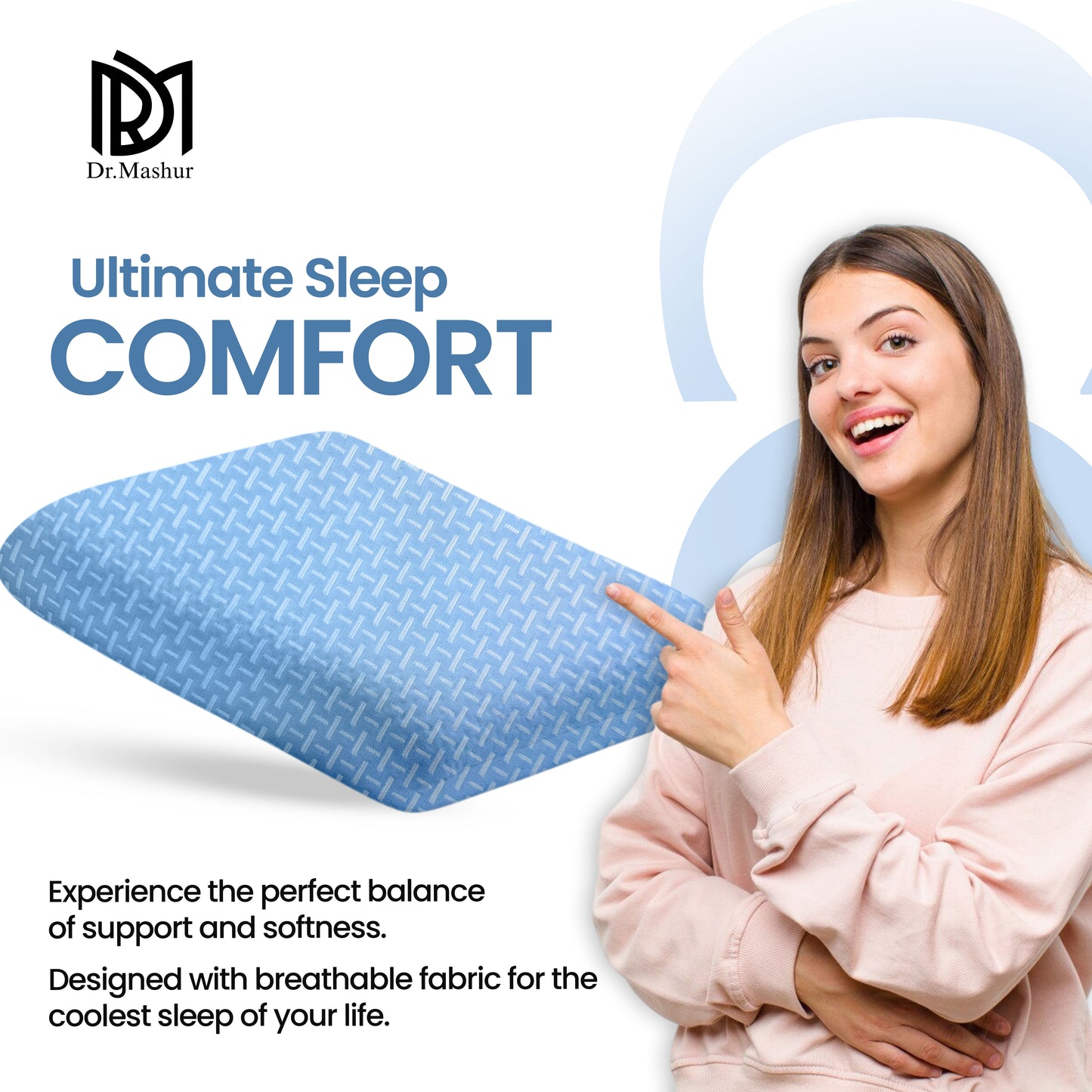 Queen Size Memory Foam Sleeping Pillow –  Sky