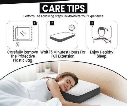 Queen Size Memory Foam Neck Support Pillow – Black (20×12×3.5 Inches)