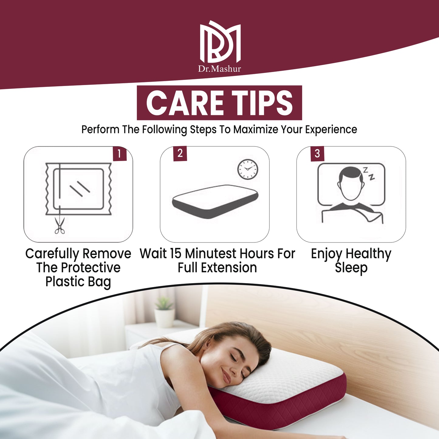 Queen Size Memory Foam Neck Support Pillow – Wine