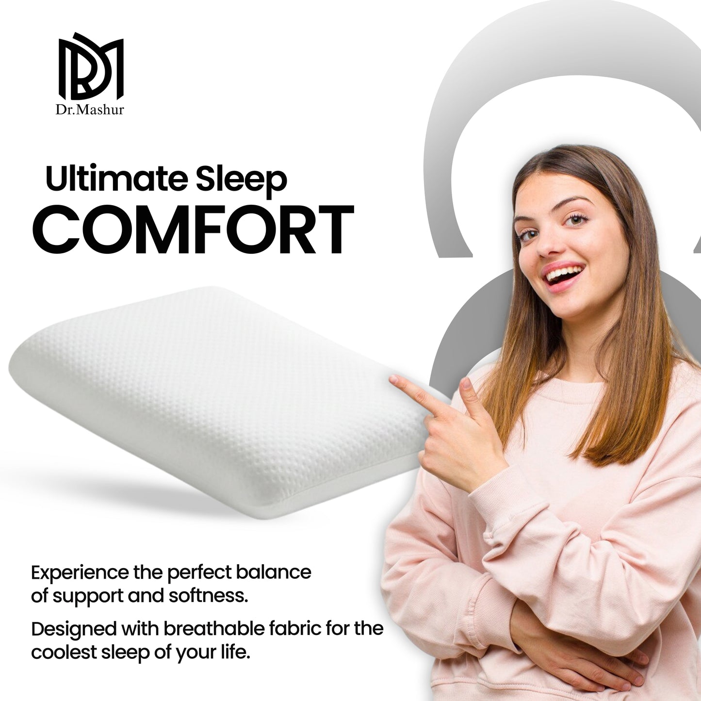 Queen Size Memory Foam Sleeping Pillow – White