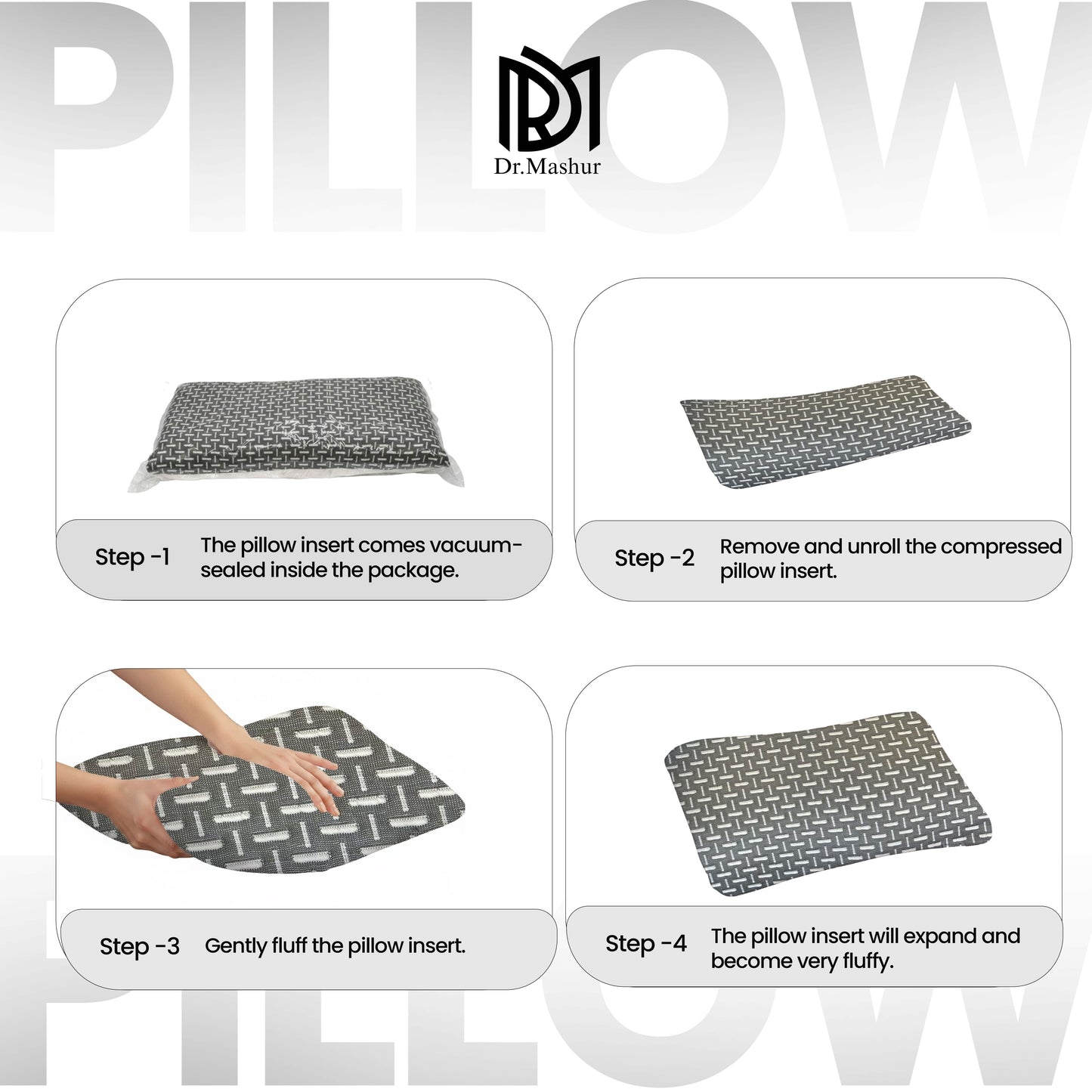 Dual-Sided Curved Memory Foam Support Pillow - Black