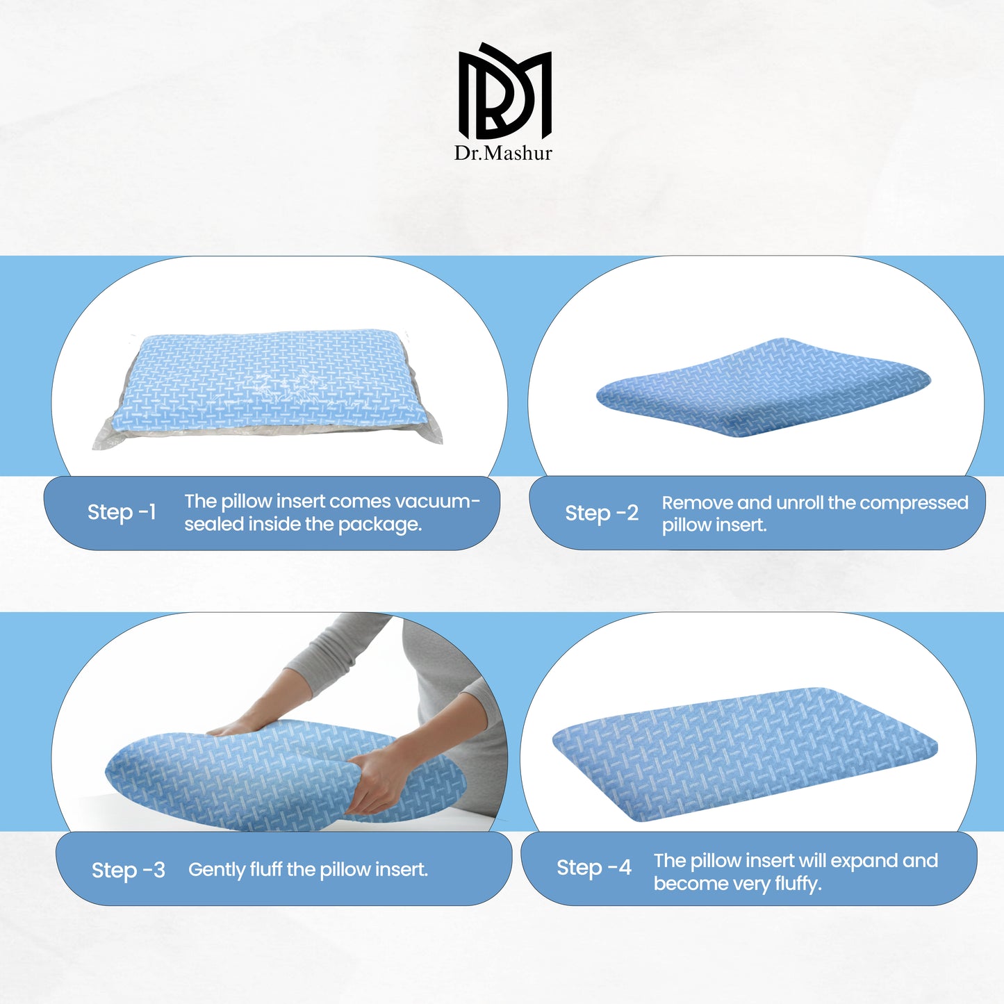 SlimAlign King Size Ultra-Slim Comfort Support Pillow – Sky Blue
