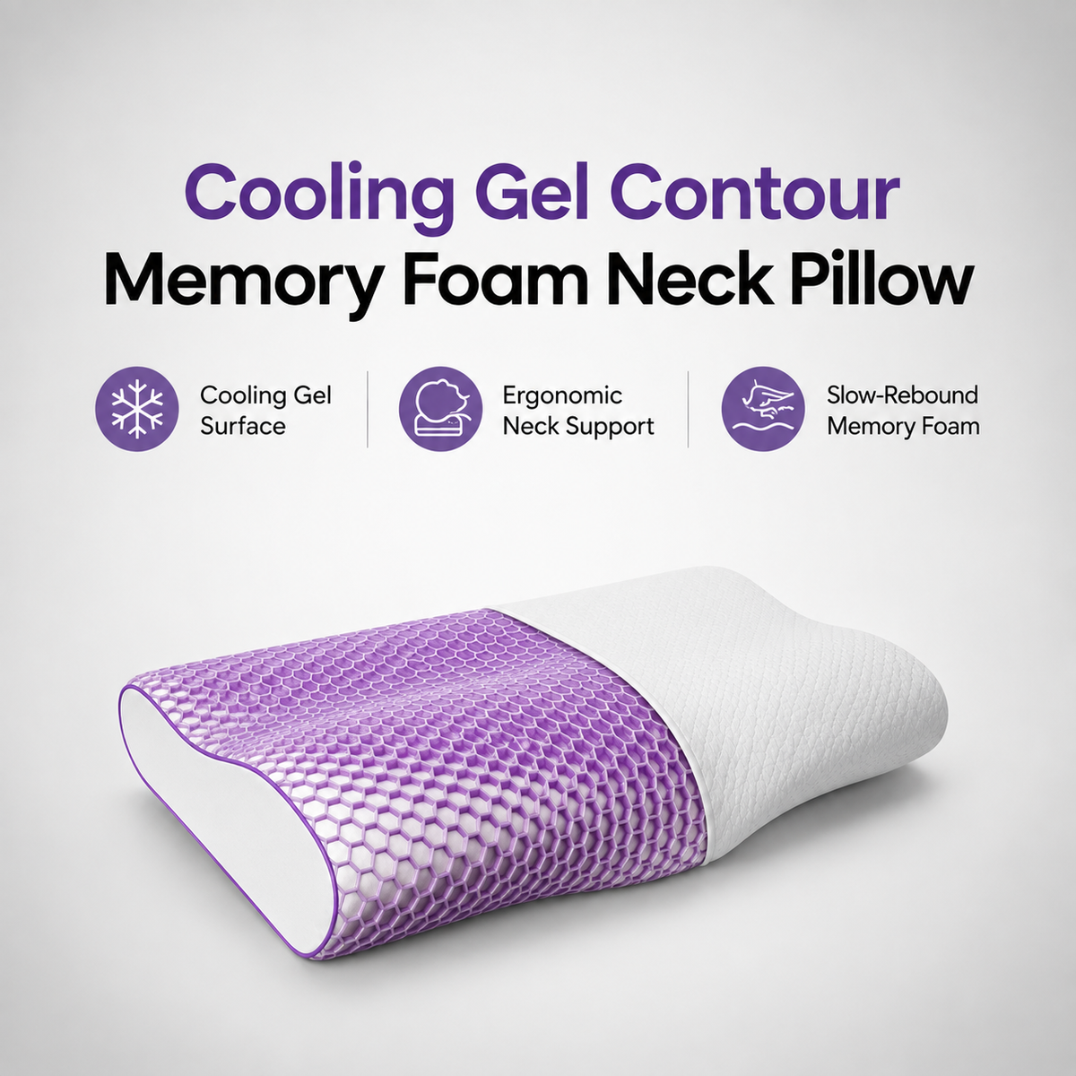 Cooling Gel Contour Memory Foam Neck Pillow (19.5x12.5x5 Inches)