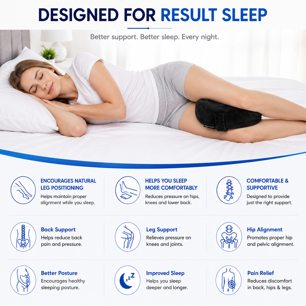 Heart-Shaped Memory Foam Knee Support Pillow  Description