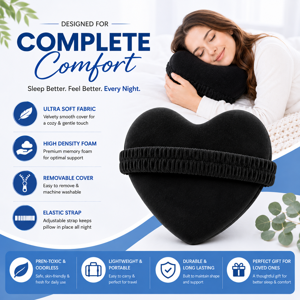 Heart-Shaped Memory Foam Knee Support Pillow  Description