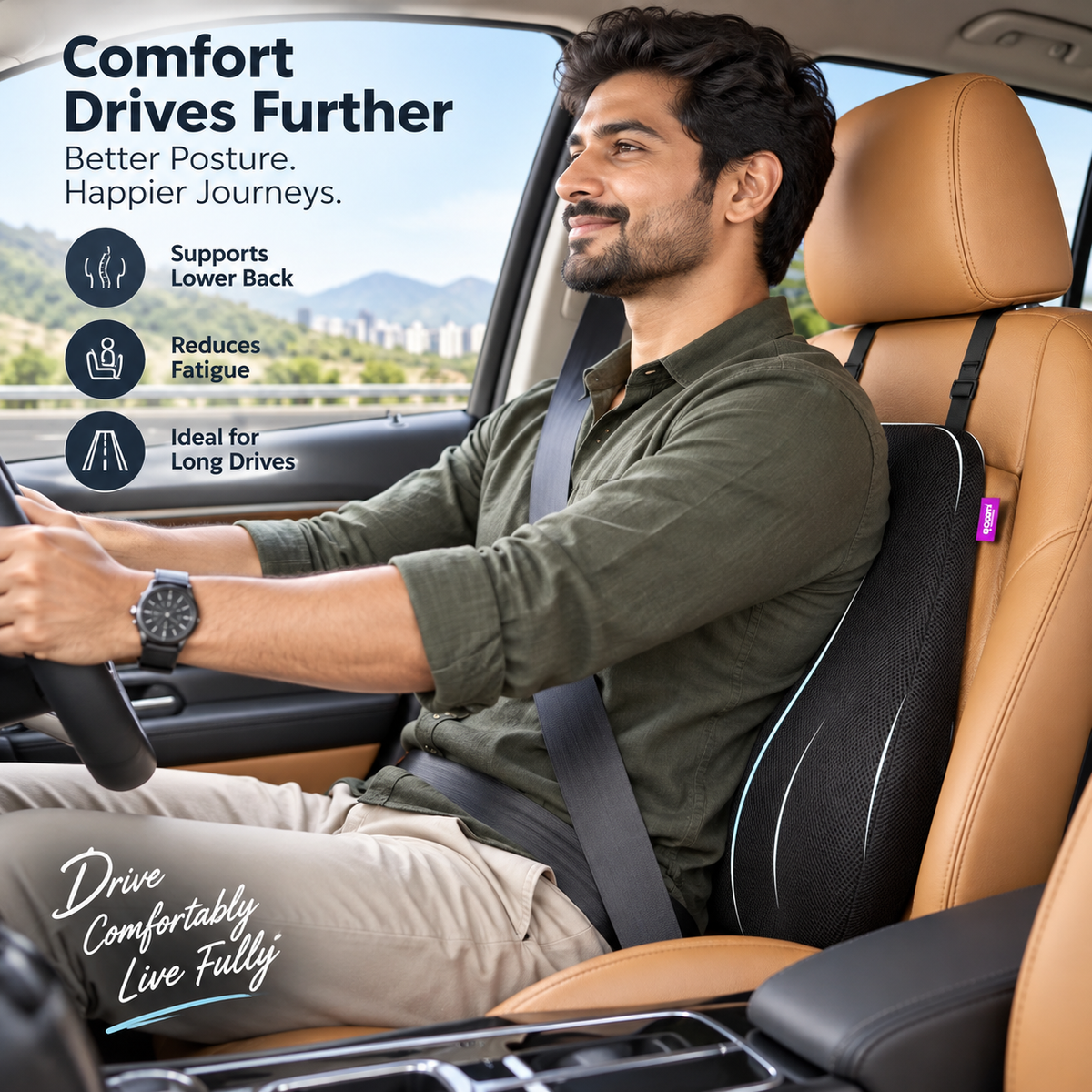 Ergonomic Backrest for Office Chair & Car Seat