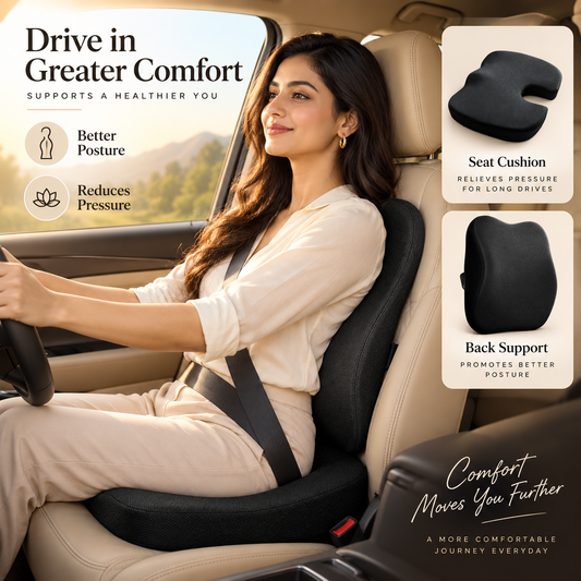 Ergonomic Car Comfort Combo – Seat Cushion & Back Support